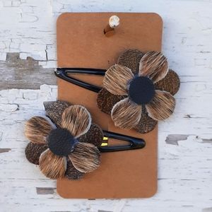 Flower Hairclips. Handmade Cowhide & Leath…